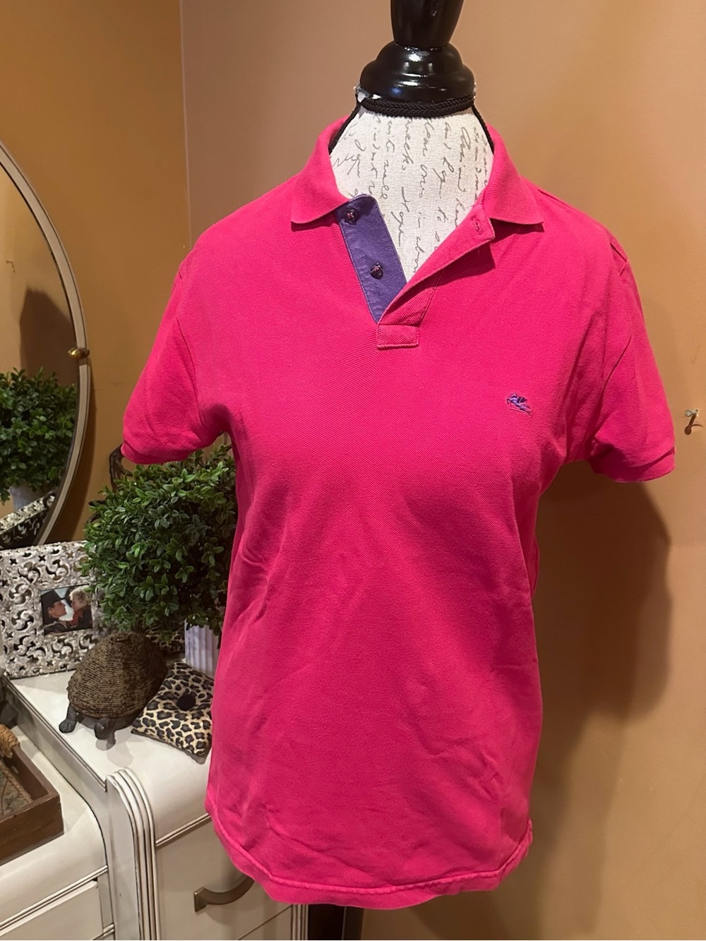 Etro men’s pink pique cotton polo shirt